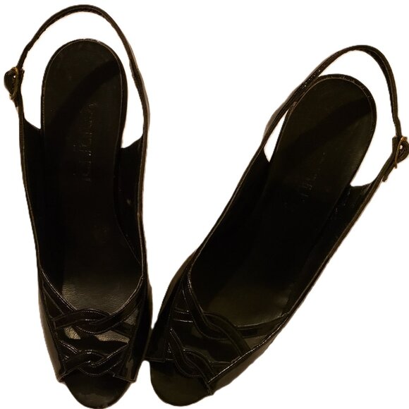 Vintage Black Patent Leather Slings - Picture 1 of 14